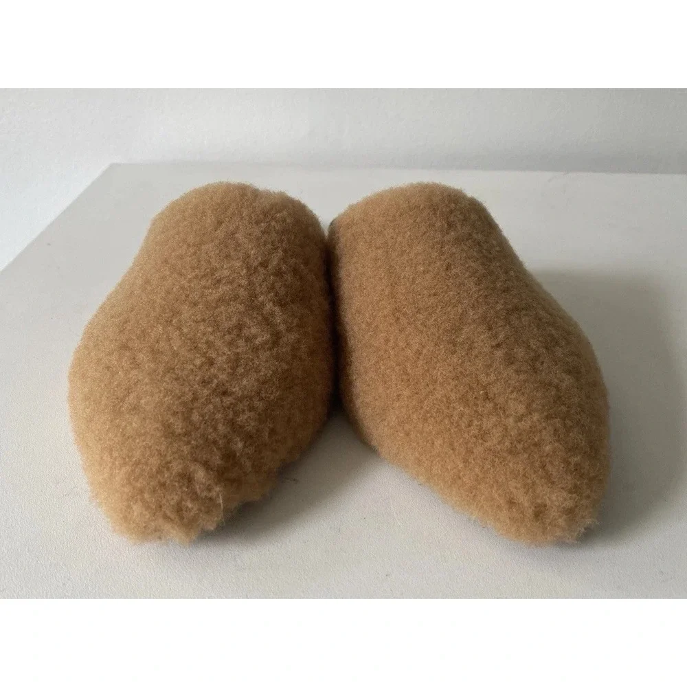Jenni Kayne Shearling Mules US 7 EU 37 Tan Fur Slides Italy Quite Luxury